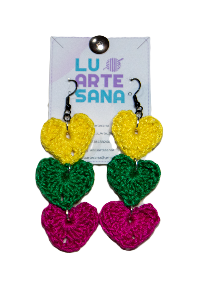 Aretes triple corazón