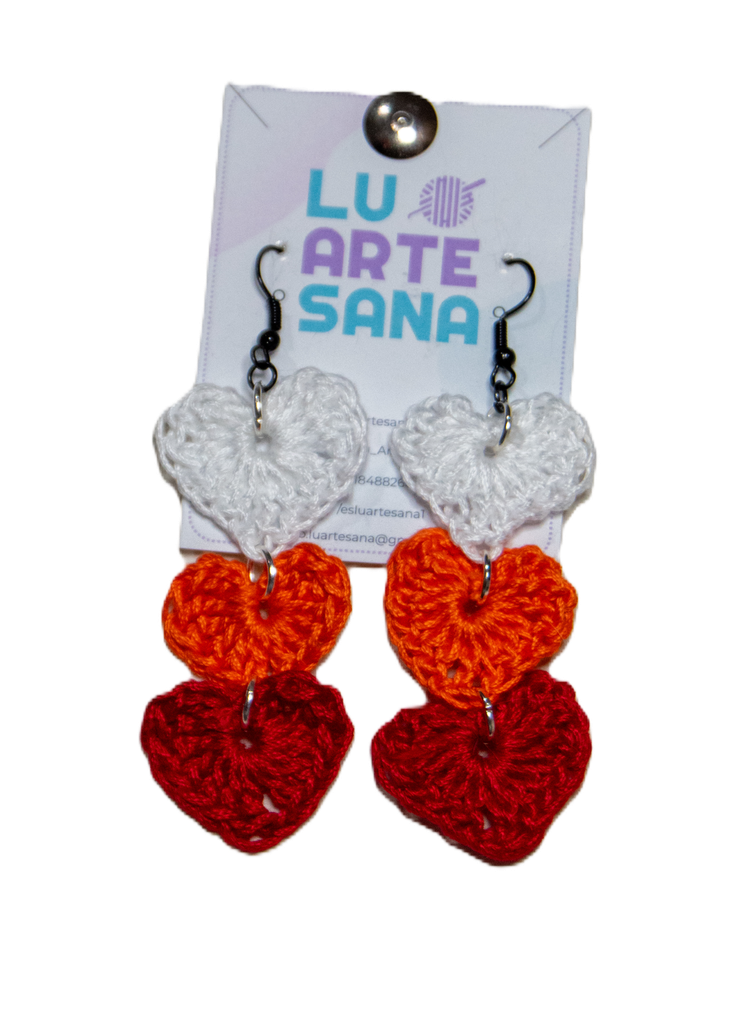 Aretes tres corazones