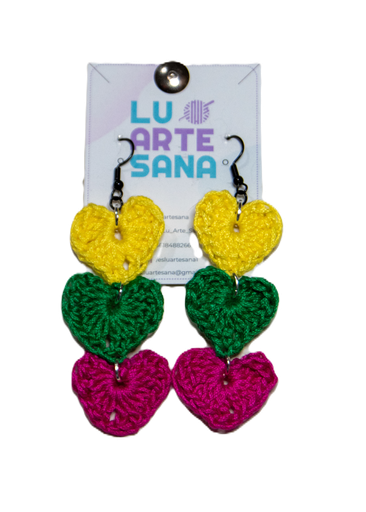 Aretes triple corazón